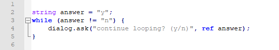 "y/n" user dialog loop, written in C#